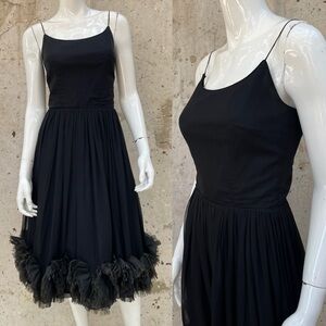 Vintage 1950’s/60’s Black Silk Chiffon Cocktail Dress, XS